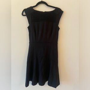 Banana Republic Womens Black Pleated Neckline Fit & Flare Dress, Size 0